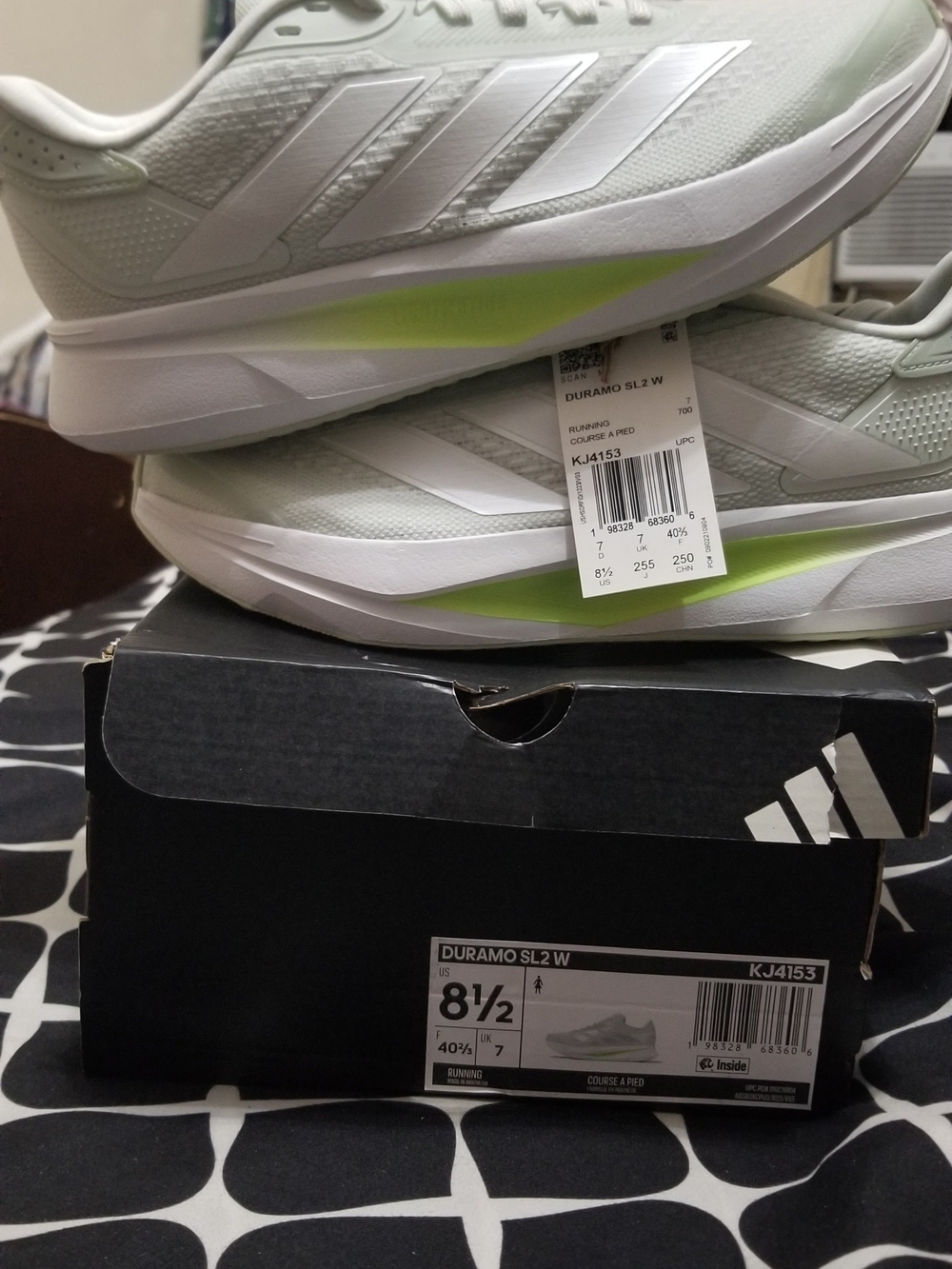 adidas Women's White Running Shoes with Lime Accent